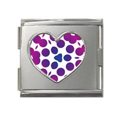 Purple Blue Repeat Pattern Mega Link Heart Italian Charm (18mm)