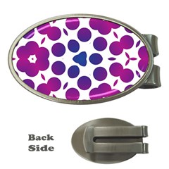 Purple Blue Repeat Pattern Money Clips (oval)  by Ravend