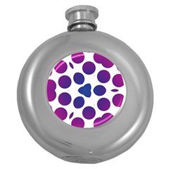 Purple Blue Repeat Pattern Round Hip Flask (5 Oz) by Ravend