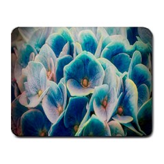 Hydrangeas-blossom-bloom-blue Small Mousepad by Ravend