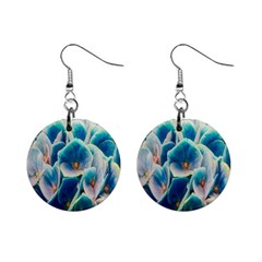 Hydrangeas-blossom-bloom-blue Mini Button Earrings by Ravend