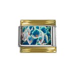 Hydrangeas-blossom-bloom-blue Gold Trim Italian Charm (9mm) Front