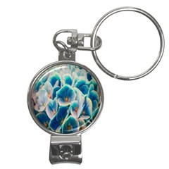 Hydrangeas-blossom-bloom-blue Nail Clippers Key Chain by Ravend