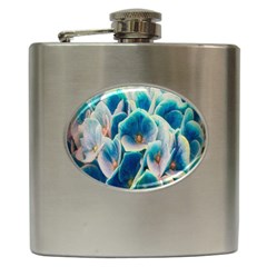 Hydrangeas-blossom-bloom-blue Hip Flask (6 Oz) by Ravend