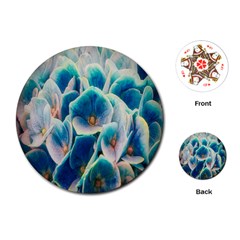 Hydrangeas-blossom-bloom-blue Playing Cards Single Design (round) by Ravend