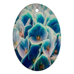 Hydrangeas-blossom-bloom-blue Oval Ornament (two Sides) by Ravend