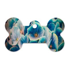 Hydrangeas-blossom-bloom-blue Dog Tag Bone (two Sides) by Ravend