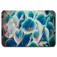 Hydrangeas-blossom-bloom-blue Large Doormat by Ravend