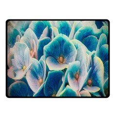 Hydrangeas-blossom-bloom-blue One Side Fleece Blanket (small) by Ravend