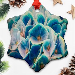 Hydrangeas-blossom-bloom-blue Ornament (snowflake) by Ravend