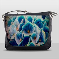 Hydrangeas-blossom-bloom-blue Messenger Bag by Ravend