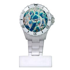 Hydrangeas-blossom-bloom-blue Plastic Nurses Watch by Ravend