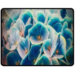 Hydrangeas-blossom-bloom-blue Fleece Blanket (medium) by Ravend