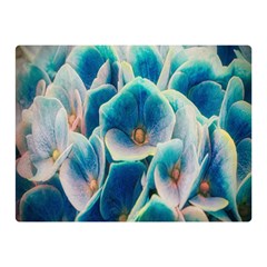 Hydrangeas-blossom-bloom-blue Premium Plush Fleece Blanket (mini) by Ravend