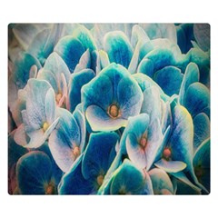 Hydrangeas-blossom-bloom-blue Premium Plush Fleece Blanket (small) by Ravend