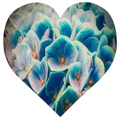 Hydrangeas-blossom-bloom-blue Wooden Puzzle Heart by Ravend