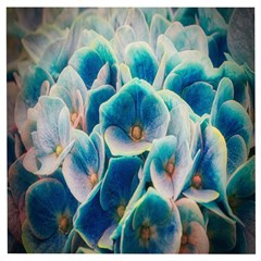 Hydrangeas-blossom-bloom-blue Wooden Puzzle Square by Ravend