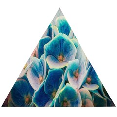 Hydrangeas-blossom-bloom-blue Wooden Puzzle Triangle by Ravend