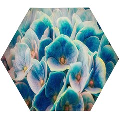 Hydrangeas-blossom-bloom-blue Wooden Puzzle Hexagon by Ravend