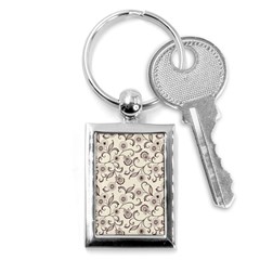 White And Brown Floral Wallpaper Flowers Background Pattern Key Chain (rectangle)