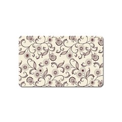 White And Brown Floral Wallpaper Flowers Background Pattern Magnet (name Card)