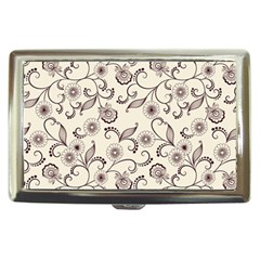 White And Brown Floral Wallpaper Flowers Background Pattern Cigarette Money Case