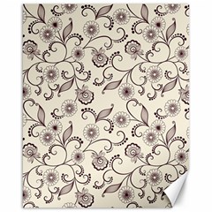 White And Brown Floral Wallpaper Flowers Background Pattern Canvas 16  X 20 