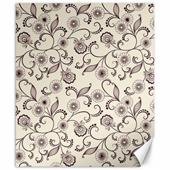 White And Brown Floral Wallpaper Flowers Background Pattern Canvas 20  X 24 