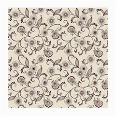 White And Brown Floral Wallpaper Flowers Background Pattern Medium Glasses Cloth (2 Sides)