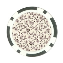 White And Brown Floral Wallpaper Flowers Background Pattern Poker Chip Card Guard