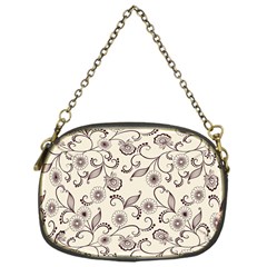 White And Brown Floral Wallpaper Flowers Background Pattern Chain Purse (one Side)