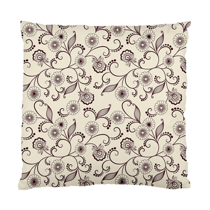 White And Brown Floral Wallpaper Flowers Background Pattern Standard Cushion Case (Two Sides)