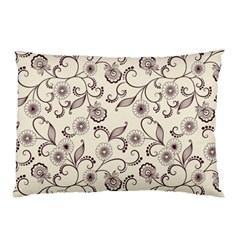 White And Brown Floral Wallpaper Flowers Background Pattern Pillow Case