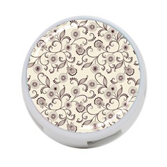 White And Brown Floral Wallpaper Flowers Background Pattern 4-port Usb Hub (two Sides)