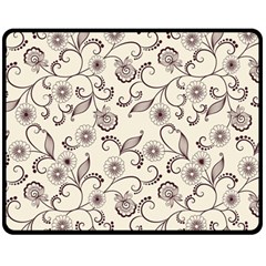 White And Brown Floral Wallpaper Flowers Background Pattern One Side Fleece Blanket (medium)