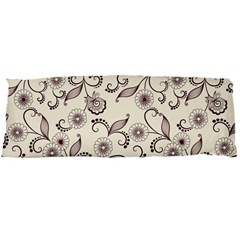 White And Brown Floral Wallpaper Flowers Background Pattern Body Pillow Case Dakimakura (two Sides) by Jancukart