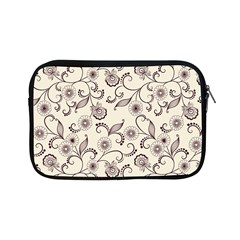 White And Brown Floral Wallpaper Flowers Background Pattern Apple Ipad Mini Zipper Cases