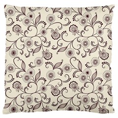 White And Brown Floral Wallpaper Flowers Background Pattern Large Premium Plush Fleece Cushion Case (one Side)