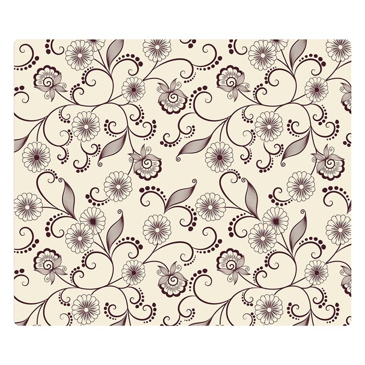 White And Brown Floral Wallpaper Flowers Background Pattern Premium Plush Fleece Blanket (Small)