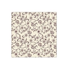 White And Brown Floral Wallpaper Flowers Background Pattern Satin Bandana Scarf 22  X 22 