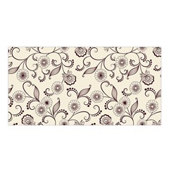 White And Brown Floral Wallpaper Flowers Background Pattern Satin Shawl 45  X 80 