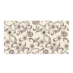 White And Brown Floral Wallpaper Flowers Background Pattern Satin Wrap 35  X 70 