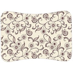 White And Brown Floral Wallpaper Flowers Background Pattern Velour Seat Head Rest Cushion