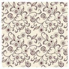 White And Brown Floral Wallpaper Flowers Background Pattern Wooden Puzzle Square