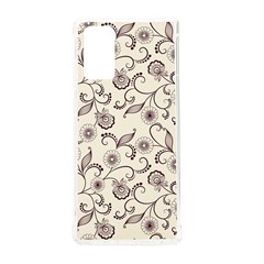 White And Brown Floral Wallpaper Flowers Background Pattern Samsung Galaxy Note 20 Tpu Uv Case by Jancukart