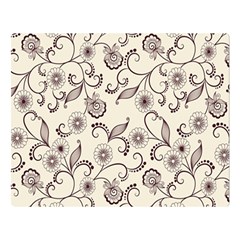 White And Brown Floral Wallpaper Flowers Background Pattern One Side Premium Plush Fleece Blanket (large)