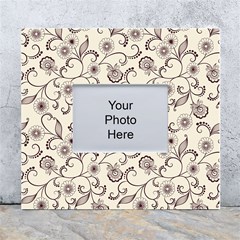 White And Brown Floral Wallpaper Flowers Background Pattern White Wall Photo Frame 5  X 7 