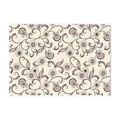 White And Brown Floral Wallpaper Flowers Background Pattern Crystal Sticker (a4)