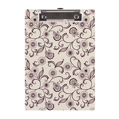 White And Brown Floral Wallpaper Flowers Background Pattern A5 Acrylic Clipboard