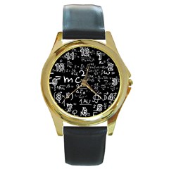 E=mc2 Text Science Albert Einstein Formula Mathematics Physics Round Gold Metal Watch by Jancukart